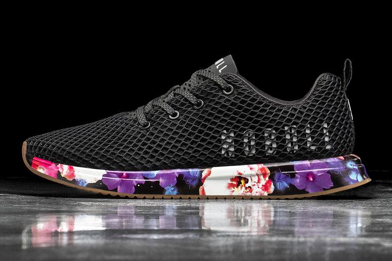 Women\'s Nobull Space Floral Mesh Running Shoes Black | SG Y2617X